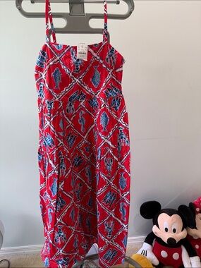 Brand new!!! J Crew Red Navy Print Sundress size 10P adjustable straps